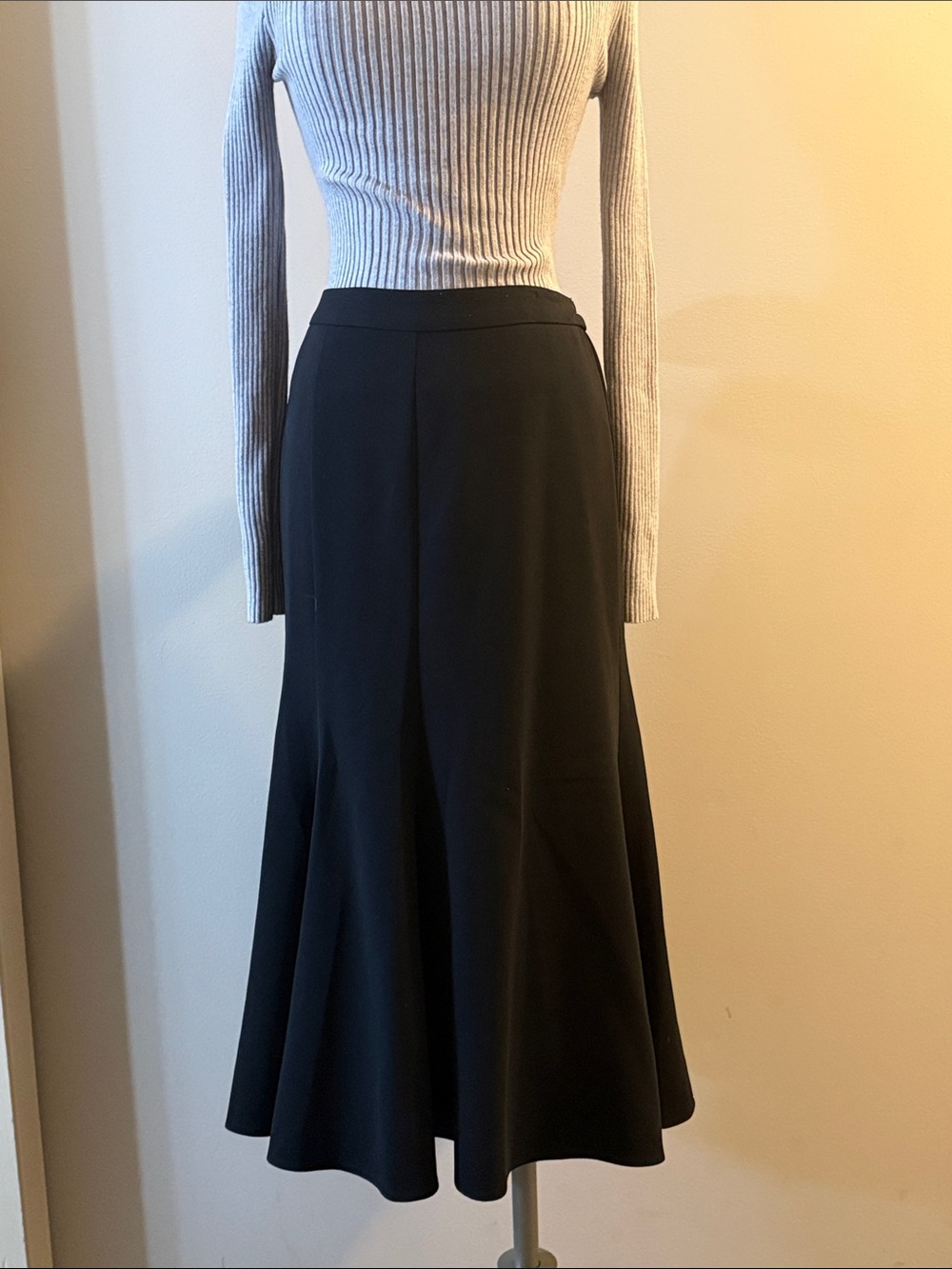 Jones New York Black A-Line Flared Midi Skirt